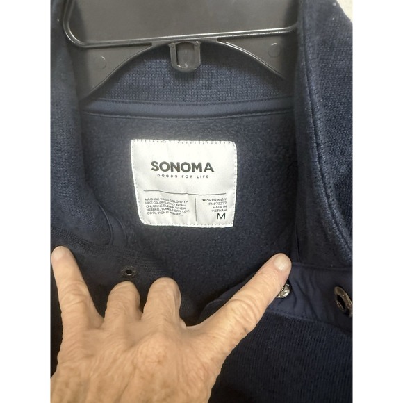Sonoma Good for Life Men's Medium Blue Long Sleeve Pullover - Picture 2 of 4